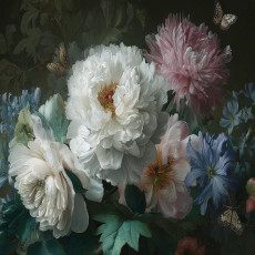 Papier peint photo représentant des fleurs de pivoines sur fond noir, pour la chambre à coucher ou le salon, 150 x 105