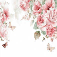Papier peint photo fleurs roses papillons suspendus pour la chambre à coucher ou le salon
