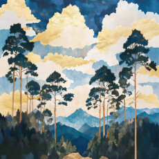 Papier peint arbre bleu forêt paysage pour la chambre à coucher salon