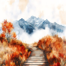 Papier peint photo montagne, nature, paysage, pop art pour la chambre à coucher ou le salon, 150 x 105