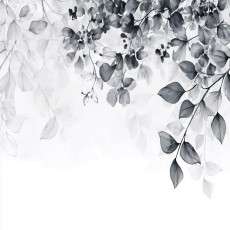 Papier peint photo « Feuilles suspendues » en noir et blanc pour les murs de la chambre ou du salon, 150 x 105 cm