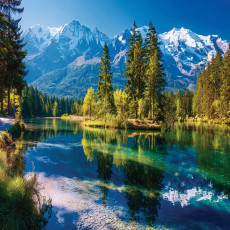 Papier peint photo montagne paysage nature lac pour la chambre à coucher salon