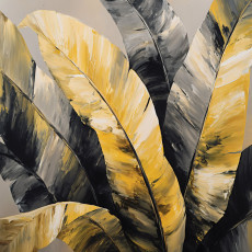 Papier peint abstrait feuilles jaune noir pour la chambre à coucher ou le salon