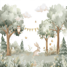 Papier peint pour enfants forêt animaux lapin pour chambre d'enfant