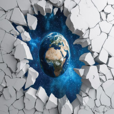 Papier peint photo 3D Terre et espace pour chambre d'enfant