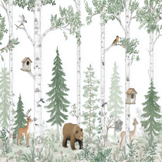 Papier peint pour enfants forêt animaux arbres pour chambre d'enfant
