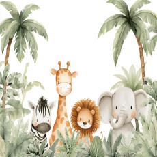 Papier peint pour enfants jungle animaux palmiers pour chambre d'enfant