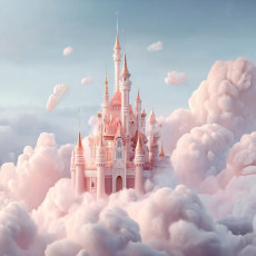 Papier peint pour enfants château de conte de fées nuages pour chambre de fille