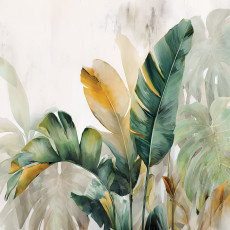 Papier peint abstrait feuilles vertes pour la chambre à coucher ou le salon