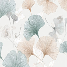 Papier peint abstrait avec des feuilles de ginkgo pour la chambre à coucher ou le salon, 150 x 105 cm