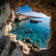 Papier peint photo 3D représentant une grotte et un paysage océanique pour les murs d'une chambre ou d'un salon, 150 x 105 cm