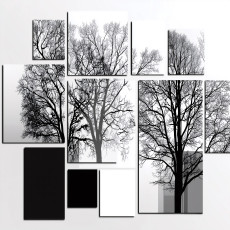 Papier peint photo arbre 3D abstraction forêt gris pour mur chambre salon