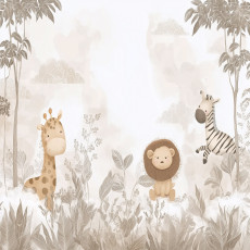 Papier peint pour enfants animaux jungle forêt beige papier peint pour enfants