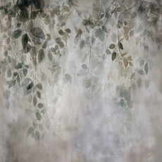 Papier peint photo « Feuilles suspendues sur fond béton » pour chambre à coucher ou salon, papier peint intissé, 150 x 105 cm