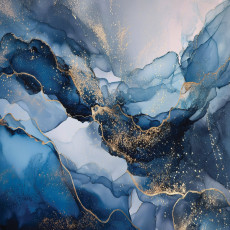 Papier peint marbre doré et bleu pour chambre à coucher ou salon, intissé 150 x 105