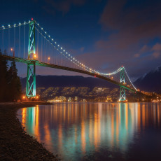 Papier peint photo « Pont de nuit en ville » en 3D, pour chambre ou salon, papier peint intissé, 150 x 105 cm