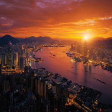Papier peint photo ville la nuit Hong Kong chambre à coucher salon papier peint intissé