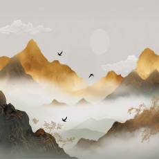 Papier peint montagne paysage bohème beige chambre salon papier peint intissé