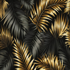 Papier peint feuilles dorées noir glamour chambre salon intissé