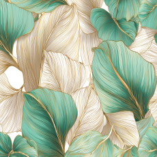 Papier peint feuilles art déco doré chambre salon papier peint intissé