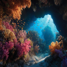 Papier peint photo océan grotte 3D récif chambre salon papier peint intissé