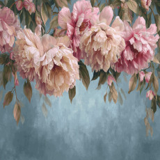 Papier peint « Fleurs suspendues » (pivoines) pour chambre ou salon, papier peint intissé, 200 x 140