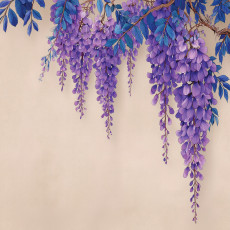Papier peint « Fleurs suspendues » (glycine) pour chambre à coucher ou salon, papier peint intissé, 150 x 105