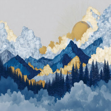 Papier peint montagne forêt aquarelle chambre salon papier peint intissé
