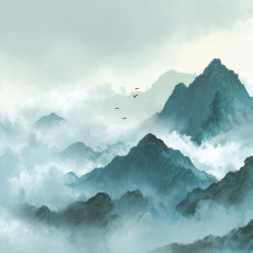 Papier peint photo montagne brouillard nature oiseaux chambre salon papier peint intissé