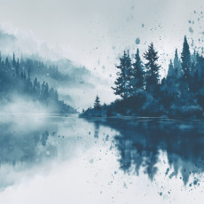 Papier peint forêt brouillard nature lac chambre salon papier peint intissé