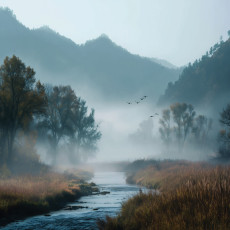 Papier peint forêt lac brouillard nature chambre salon papier peint intissé