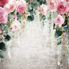 Papier peint photo « Fleurs suspendues roses » pour chambre ou salon, papier peint intissé, 150 x 105
