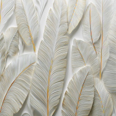 Papier peint photo « Plumes » - Motif abstrait doré - Pour chambre ou salon - Papier peint intissé - 150 x 105