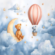 Papier peint pour enfants nuages ballons ours lune papier peint pour enfants