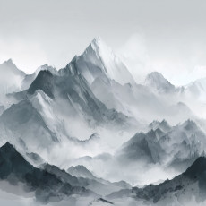 Papier peint mural avec paysage de montagnes en aquarelle pour chambre à coucher ou salon, papier peint intissé, 150 x 105 cm