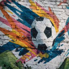 Papier peint pour chambre d'enfant (garçon) : football et graffiti, 150 x 105 cm