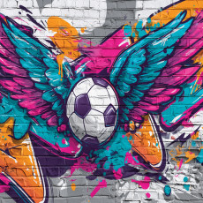 Papier peint pour chambre d'enfant (garçon) : football et graffiti, 150 x 105 cm