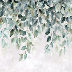 Papier peint photo « Feuilles suspendues » vert – chambre à coucher, salon – papier peint intissé