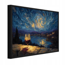 Tableau dans un cadre noir sur toile abstraction paysage chambre à coucher 60x40