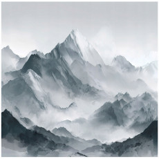 Papier peint mural avec paysage de montagnes en aquarelle pour chambre à coucher ou salon, papier peint intissé, 350 x 250 cm