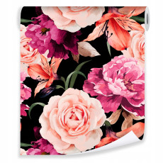 Papier peint à fleurs roses pivoines rouleau pour chambre à coucher