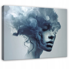 Tableau femme bleu abstraction pour chambre à coucher salon sur toile 40x30