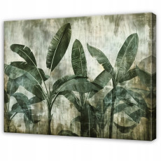 Tableau abstrait représentant des feuilles et du béton vert, idéal pour une chambre ou un salon, sur toile, 40 x 30 cm