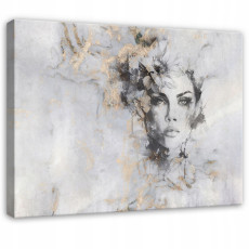 Tableau femme en béton doré et gris pour chambre à coucher ou salon, sur toile, 100 x 70