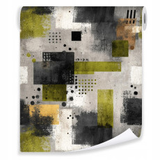 Papier peint abstrait rétro géométrique sur intissé pour salon et chambre à coucher