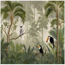 Papier peint pour enfants jungle oiseaux palmiers pour chambre d'enfant 200x140