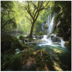 Papier peint cascade forêt nature chambre salon papier peint intissé 150x105