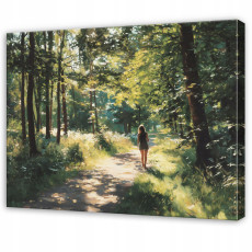 Tableau représentant une forêt, des arbres et un paysage naturel verdoyant, pour une chambre ou un salon, sur toile, 40 x 30 cm