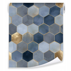 Papier peint bleu doré sur intissé mur salon chambre à coucher papiers peints muraux