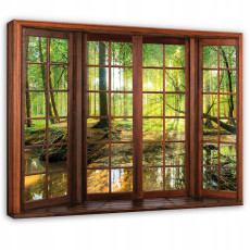 Image fenêtre 3D forêt arbres nature vue pour chambre à coucher salon sur toile 120x80